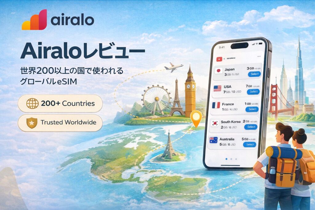 【2026年版】Airaloレビュー：口コミ・料金・設定・トラブル対処