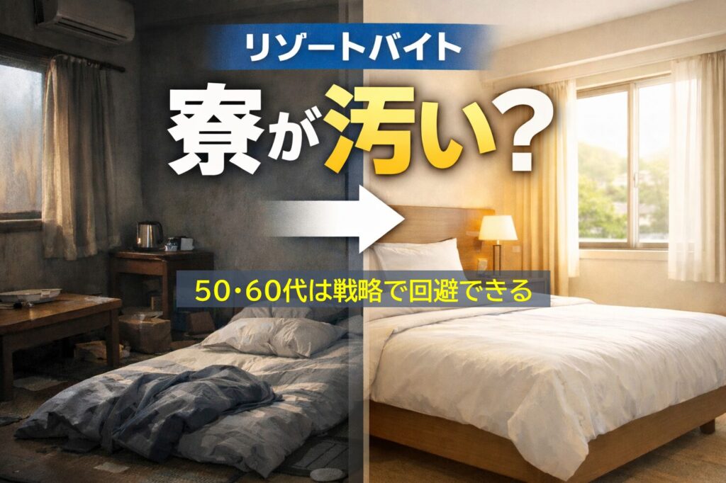 【寮のリアル】リゾートバイトの寮が汚い？50代・60代が「ハズレ部屋」を回避する守りの戦略