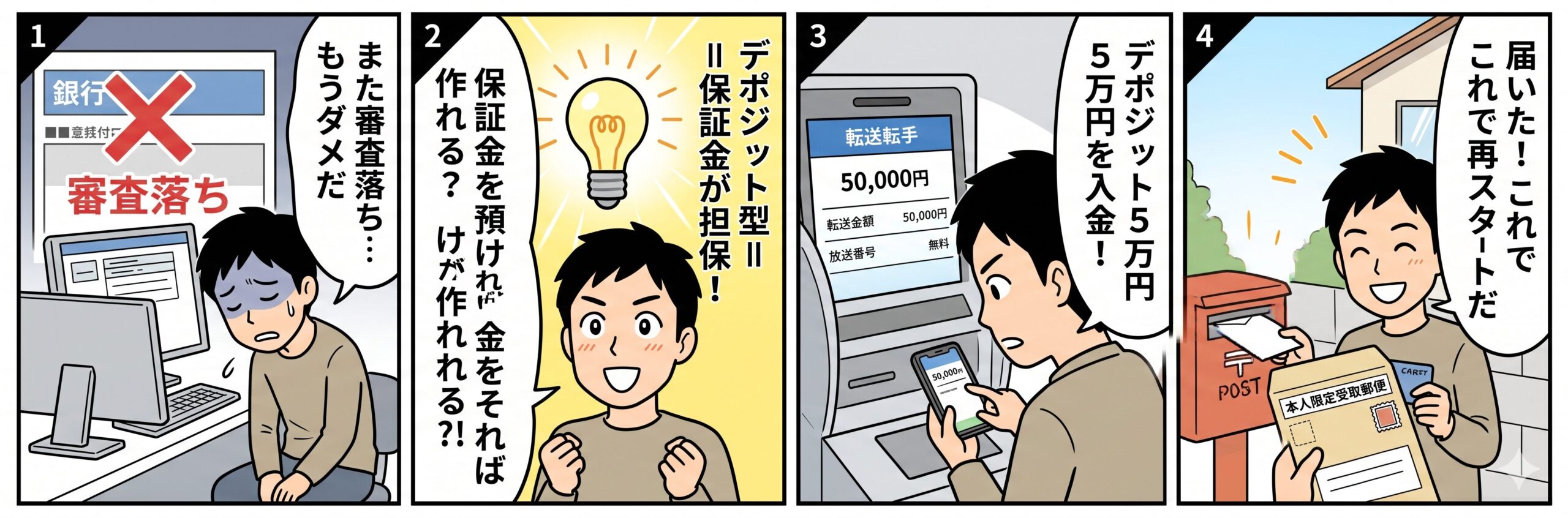 ネクサスカード申込みプロセス4コマ漫画