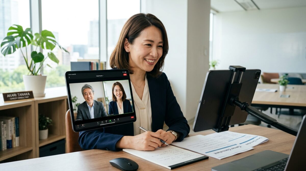 40代50代の求職者に親身になって希望条件をヒアリングする派遣会社担当者のイメージ